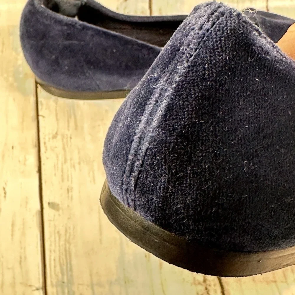 Talbots Womens Blue  Velvet Slip On‎ Smoking Flats Tassels Loafers Shoes sz 8AA